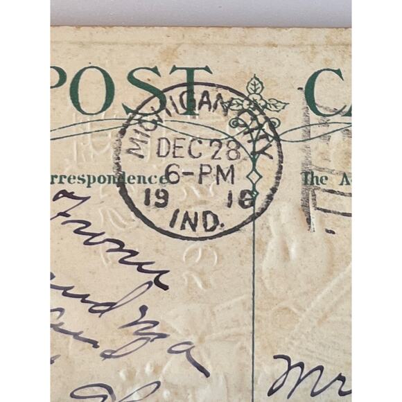 Antique 1916 Ephemera Postcard Embossed Baby New Year Polar Bear Midland Pub Co - Picture 5 of 8